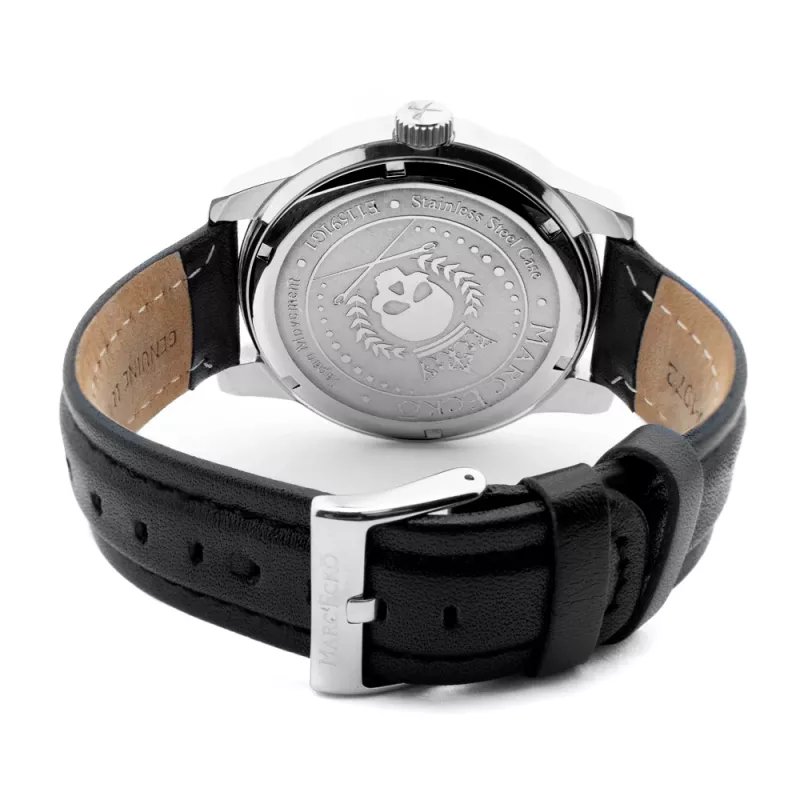 MARC ECKO Men's Stainless Steel Watch E11591G1 - 45mm Quartz Analog Black Dial Silver Bracelet
