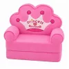 MARKA NIEZDEFINIOWANA 2-in-1 Children's Convertible Armchair Sofa Lounger with Crown Motif, Soft Pink, Oeko-Tex Certified, High-Density Foam, Removable Washable Cover