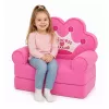 MARKA NIEZDEFINIOWANA 2-in-1 Children's Convertible Armchair Sofa Lounger with Crown Motif, Soft Pink, Oeko-Tex Certified, High-Density Foam, Removable Washable Cover