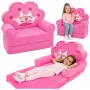MARKA NIEZDEFINIOWANA 2-in-1 Children's Convertible Armchair Sofa Lounger with Crown Motif, Soft Pink, Oeko-Tex Certified, High-Density Foam, Removable Washable Cover