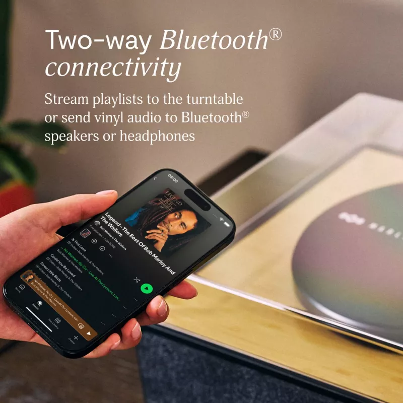 Marley Rise Up Turntable with Built-In Stereo Speakers, Bluetooth In/Out