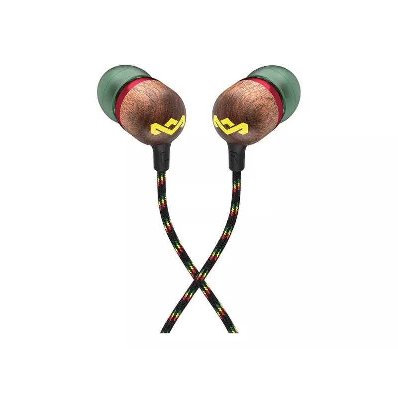 Marley Smile Jamaica In-Ear Wired Earbuds with Microphone and USB-C, 9mm Drivers – Rasta (EM-JE042-RA)