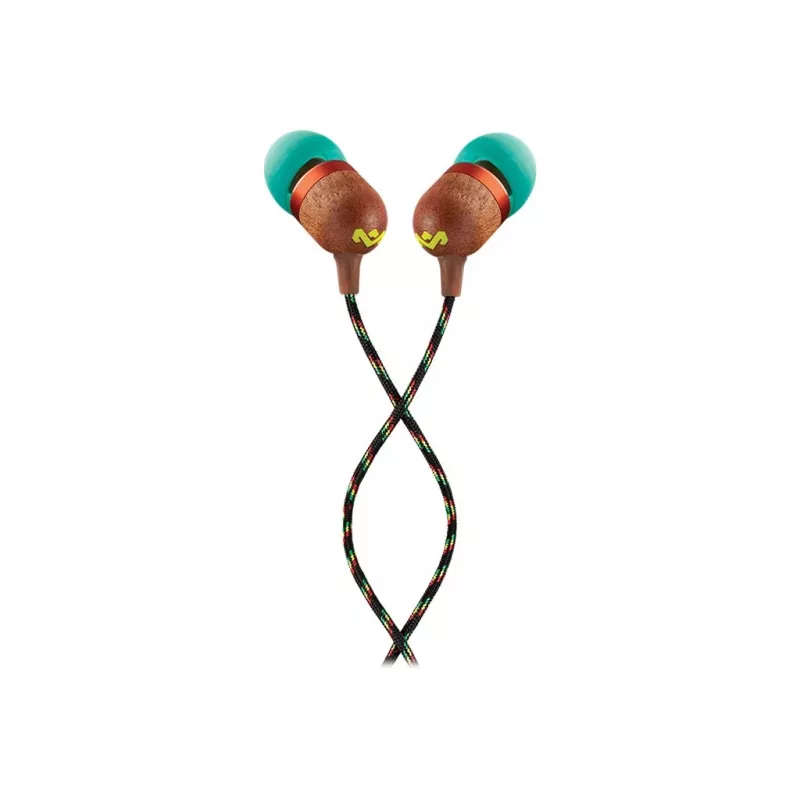 Marley Smile Jamaica In-Ear Wired Earbuds with Microphone and USB-C, 9mm Drivers – Rasta (EM-JE042-RA)