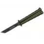 Martinez Albainox K25 Balisong Butterfly Knife Green Aluminium Handle Stainless Steel Clip Point Blade