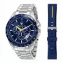Maserati Men's Quartz Chronograph Watch R8871612039 45mm Stainless Steel Black Dial Leather Strap