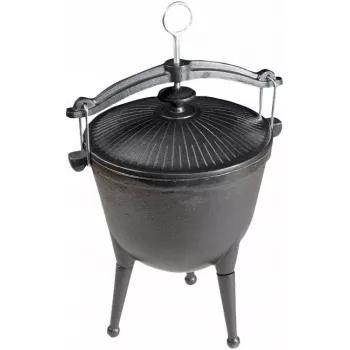 MASTER GRILL Cast Iron Hunting Cauldron MG629 – 8L, Pre-Seasoned, for Campfire & Outdoor Cooking