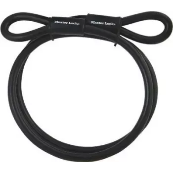 Master Lock 49EURD Looped End Security Cable, 1.8m Braided Steel with Clear Vinyl Coating