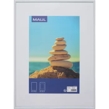 MAUL 1935802 Single Picture Frame 30 x 40 cm, White MDF with Shatterproof Polycarbonate Front, Wall Mountable