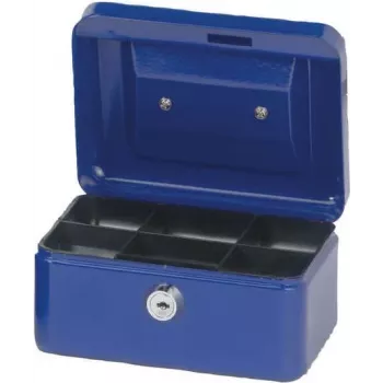 MAUL Cash Box Blue 152x125x81 mm with Cylinder Lock and Coin Tray 56101-37