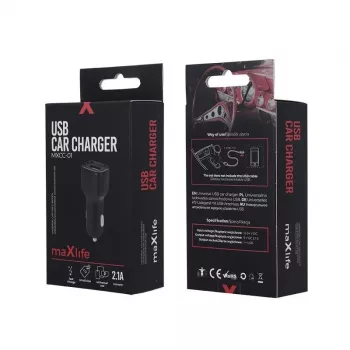 MAXLIFE MXCC-01 Fast Charge 2.1A Car Charger - Black