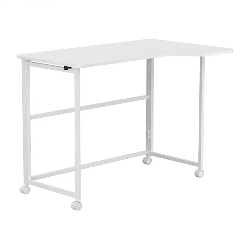 MCN Maclean Folding Desk L-Shaped White 100x65 cm Mobile with Lockable Wheels MC-1250 L/W