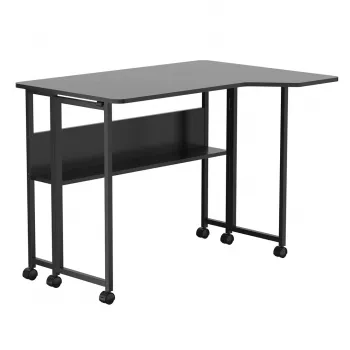 MCN Maclean Folding Desk/Table, Black, Mobile, 100x73 cm, max. 50 kg, Angled, L-Shaped, MC-126 L/B