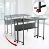 MCN Maclean Folding Desk/Table, Black, Mobile, 100x73 cm, max. 50 kg, Angled, L-Shaped, MC-126 L/B