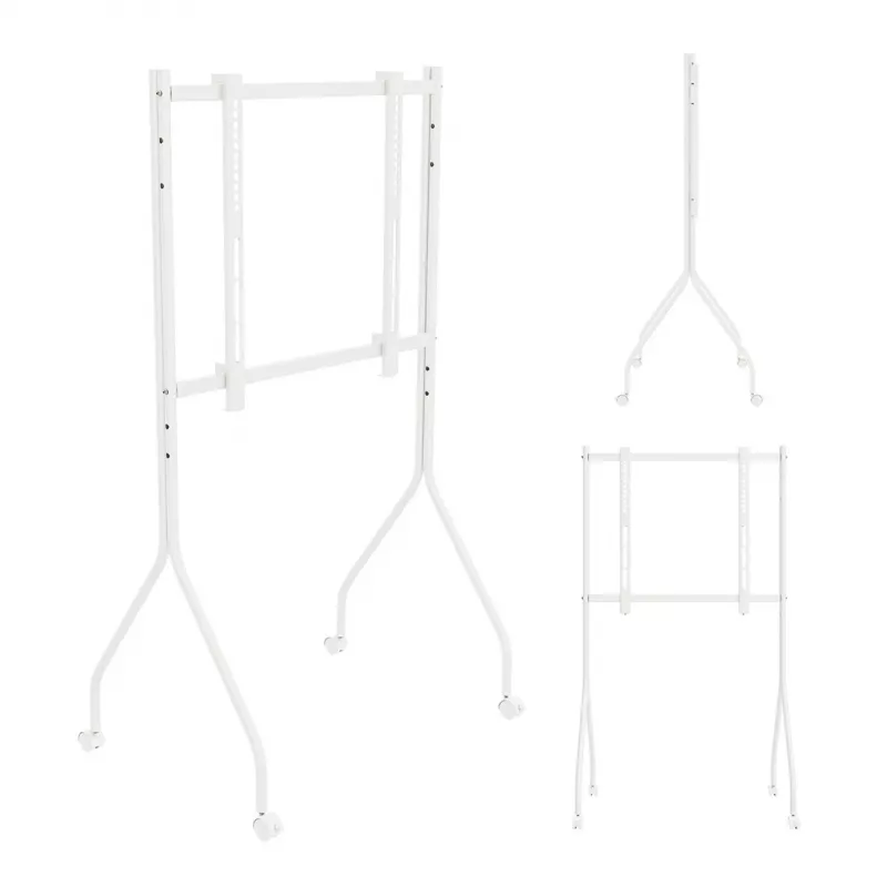 MCN Maclean MC-180 W Mobile TV Stand Cart for 37–80 inch Screens, 50 kg Load, VESA up to 600x400, White