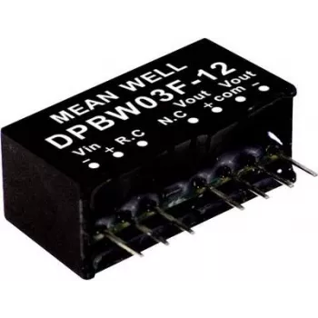 MEAN WELL DPBW03G-15 DC-DC Converter, 3W, 15V 200mA, 9-18V Input, DIP24, Isolated