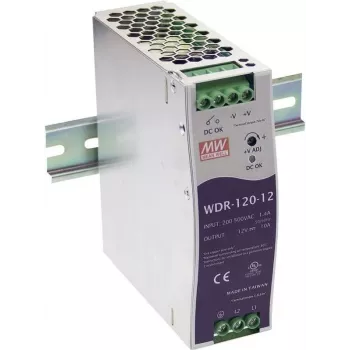 MEAN WELL WDR-120-12 DIN Rail Power Supply 120W 12V 10A, 180-550VAC Input