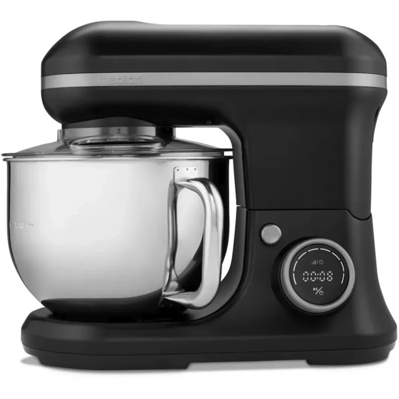 MEDION LIFE MD18420g Digital Kitchen Machine 500W Motor, 1000W Heating, 2.2L Bowl, 10 Speeds + Turbo, LCD Display, Stainless Steel, Black