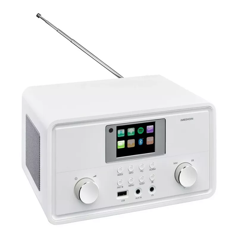 MEDION MD 88069 Internet Radio with DAB+, FM, Bluetooth and Wi-Fi, White