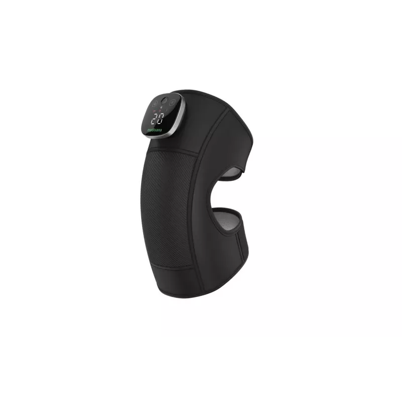MEDISANA KM 100 Knee Vibration Massager with Heat and Compression, 3 Programs, 3 Intensities, LCD, Rechargeable, Grey/Black