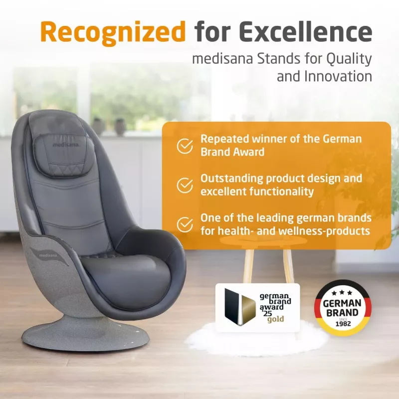 MEDISANA RS 670 Lounge Chair Shiatsu Massage Chair with Heat and Vibration, Black/Anthracite