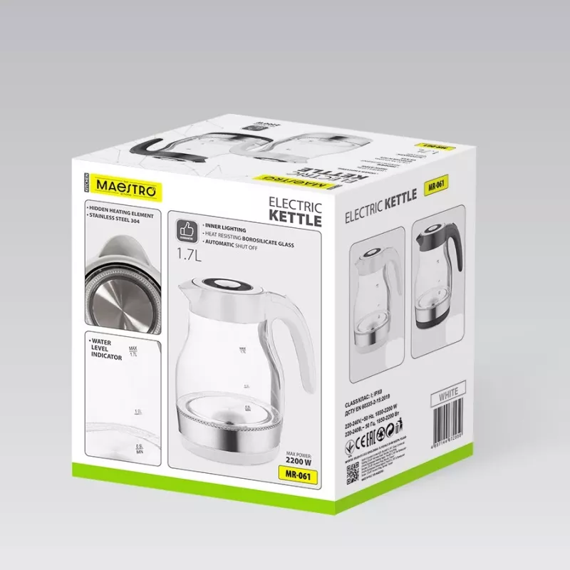 MEO Glass Electric Kettle 2200W 1.7L Black MR-061-BLACK MAESTRO