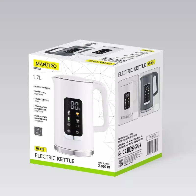 MEO Maestro Electric Kettle with Temperature Control 1.7L 2200W White