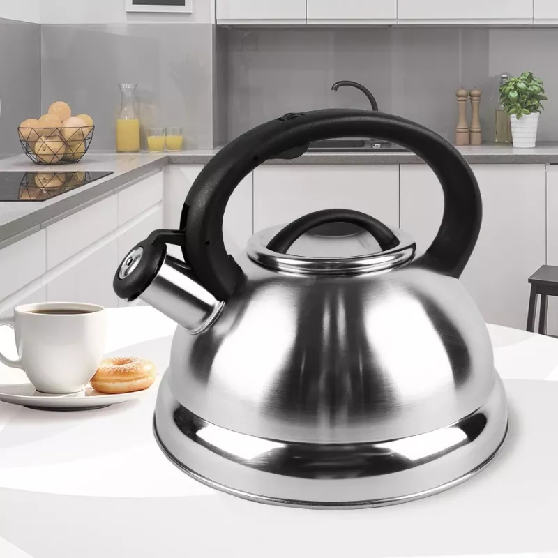 MEO MR-1313 MAESTRO 3.0L Stainless Steel Whistling Stovetop Kettle, Induction Safe, Silver with Black Accents