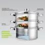 MEO MR-2900-24 MAESTRO Cooking Pot 24 cm 5.0 L Stainless Steel with Glass Lid, Induction Compatible