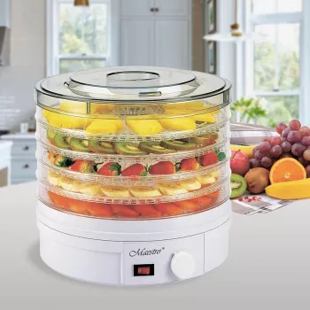 MEO MR-765 Food Dehydrator for Fruits and Vegetables, 245W, 5 Trays, White
