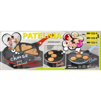 MEO Smile Crepe Pan 26 cm Non-Stick Aluminum Black MR-1222-B