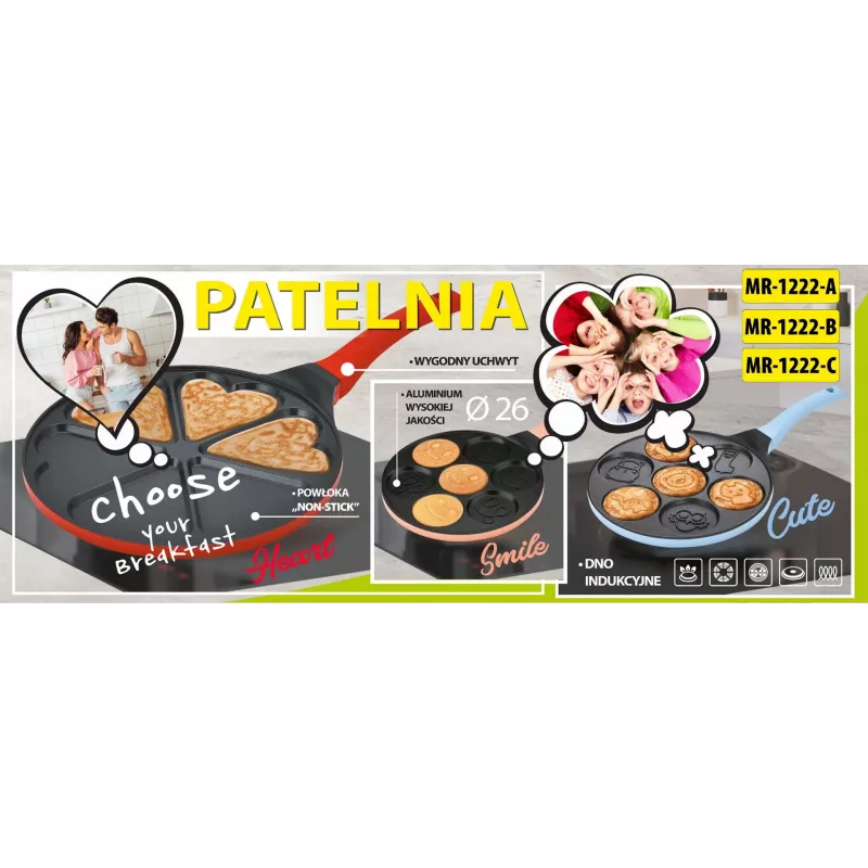 MEO Smile Crepe Pan 26 cm Non-Stick Aluminum Black MR-1222-B