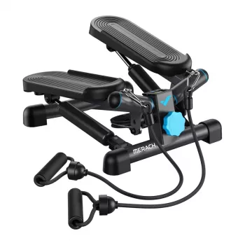 MERACH MR-2354B2 Mini Stepper with Resistance Bands, Hydraulic Cylinders, LCD Display, Black