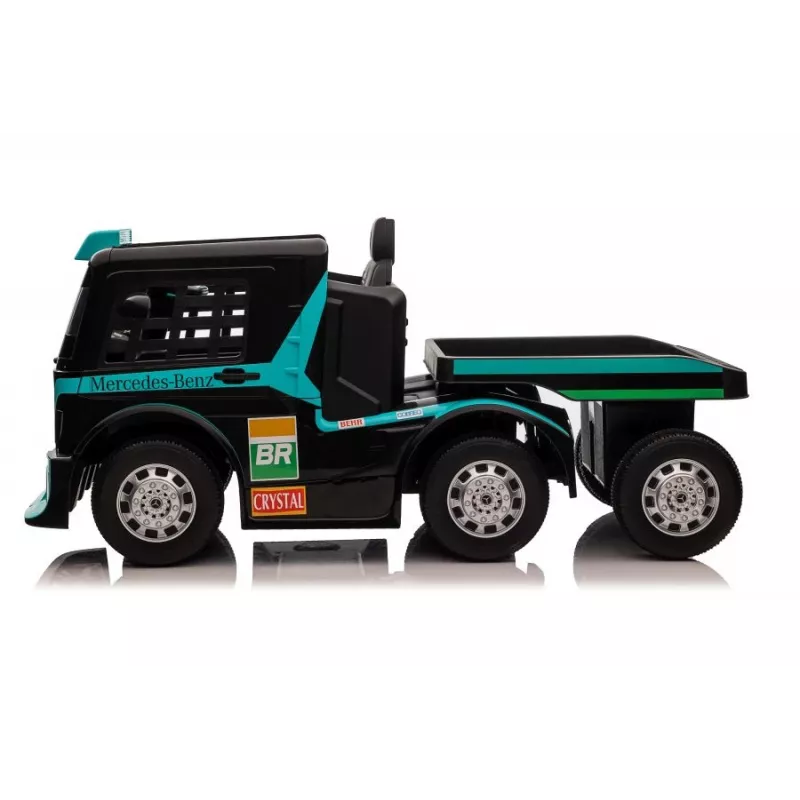 Mercedes XMX622B Kids' Electric Ride-On Truck with Trailer, LCD, Blue