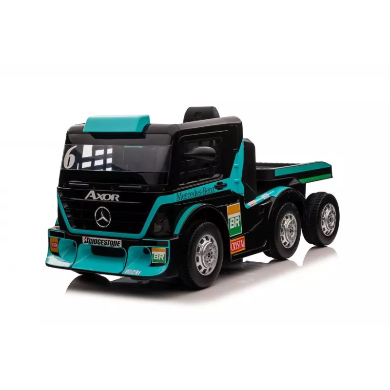Mercedes XMX622B Kids' Electric Ride-On Truck with Trailer, LCD, Blue