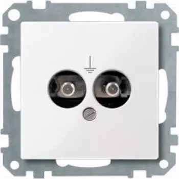 Merten 290425 Schuko Socket Outlet Insert, Polar White (RAL 9010), Flush-Mounted, 16 A, 250 V, IP20, Screw Terminals, System M