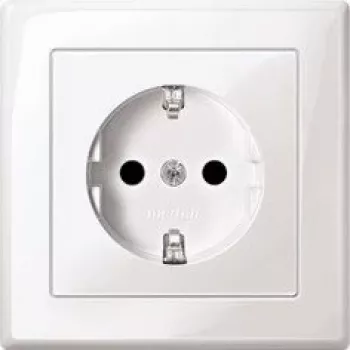 Merten MEG2300-1519 Schuko Socket Outlet CEE 7/3, Flush-Mounted, 16 A, 250 V, Polar White
