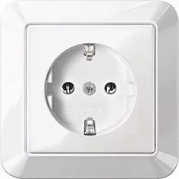 Merten MEG2301-1025 Schuko Socket Outlet, 16 A, Flush-Mounted, Polar White