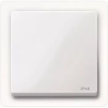 Merten System M Single Rocker Switch Cover, Polar White Glossy with Light Symbol 432019