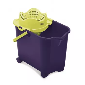 MERY Rectangular Wheeled Bucket with Press Wringer 20 L Blue