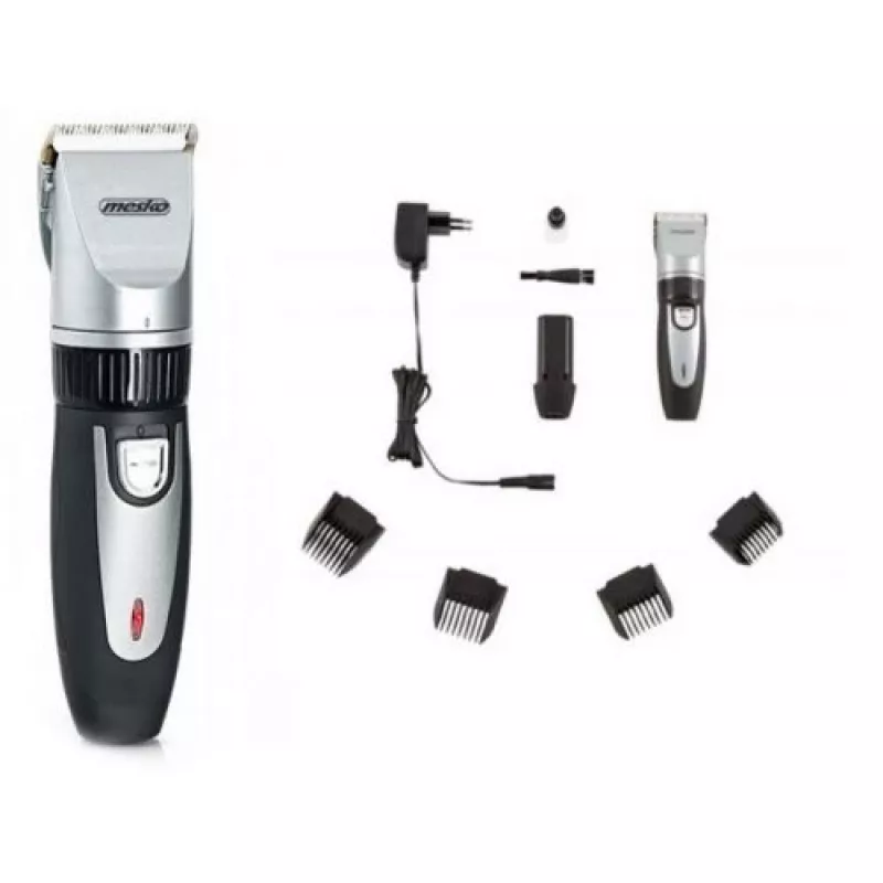 Mesko MS 2826 Corded Hair Clipper with 4 Comb Attachments, Stainless Steel Blades, Rotary Motor, Black/Silver
