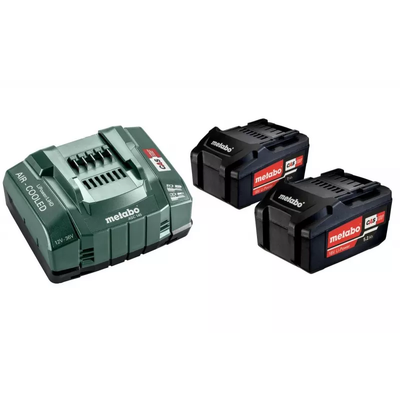 Metabo 18V LiHD 5.5Ah Battery & ASC 145 Air Cooled Charger Set (2x Batteries)