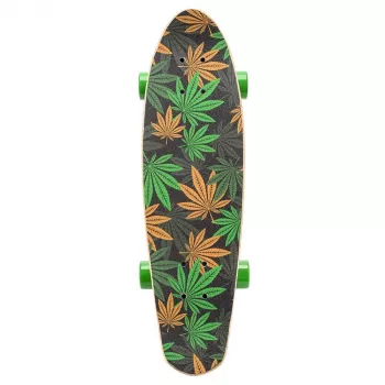 Meteor Cannabis Green-Brown-Orange Mini Cruiser Skateboard 22 inch