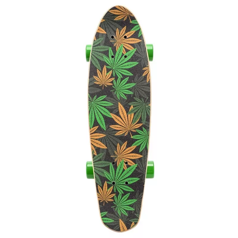 Meteor Cannabis Green-Brown-Orange Mini Cruiser Skateboard 22 inch