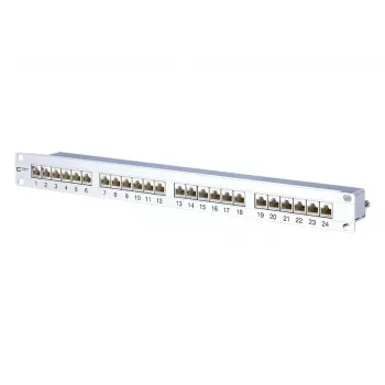 METZ CONNECT 130855C-E-90 Cat.6A Shielded 24-Port 1U Rack Mount Patch Panel, White