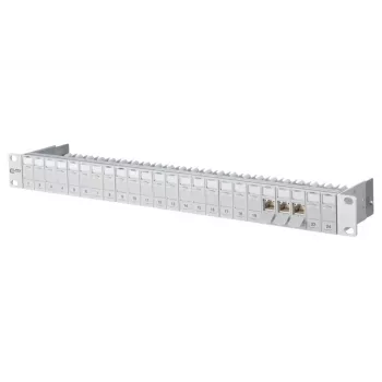 METZ CONNECT 130B11P0-E Cat6a 24-Port Shielded Patch Panel, 1U Rack Mount, Tool-less IDC, T568A/B, 500 MHz, PoE+ 130B11P0-E-90