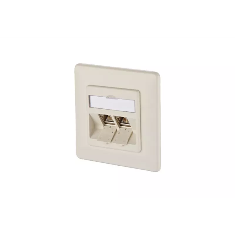 METZ CONNECT BTR E-DAT modul 8/8(8) UP Flush-Mounted CAT 6 Network Data Outlet, 2 x RJ45, Pearl White RAL 1013 1309121001-E