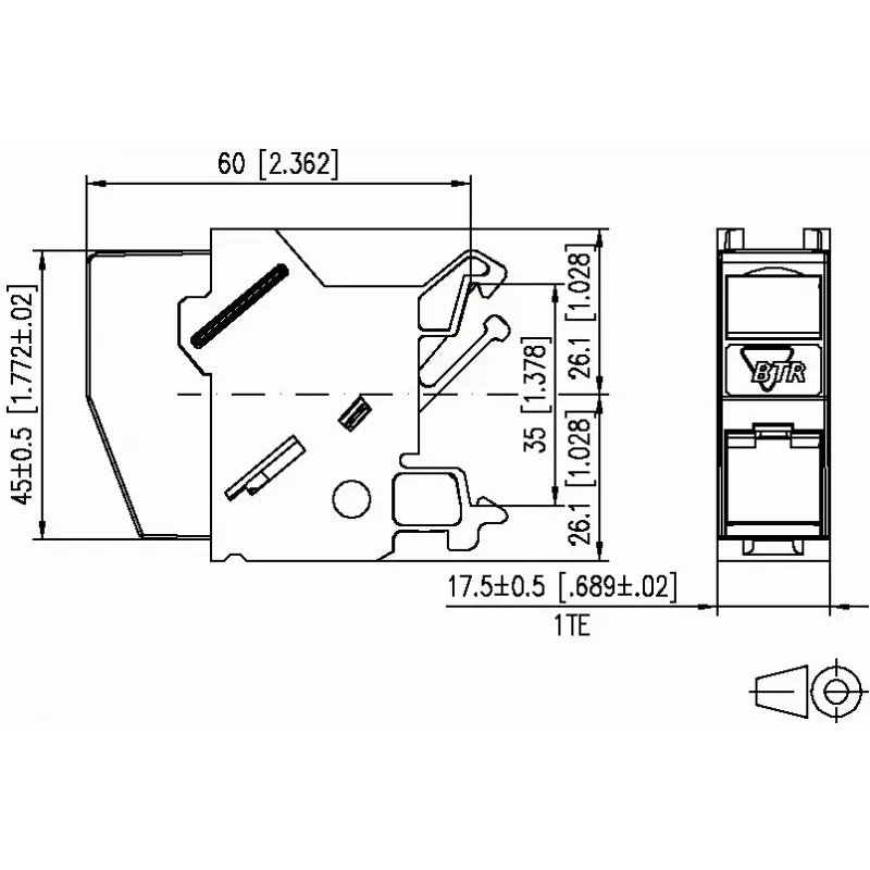 METZ CONNECT BTR E-DAT Module REG 8(8) IP20 Empty - DIN Rail Data Module Housing, 1TE, Light Grey