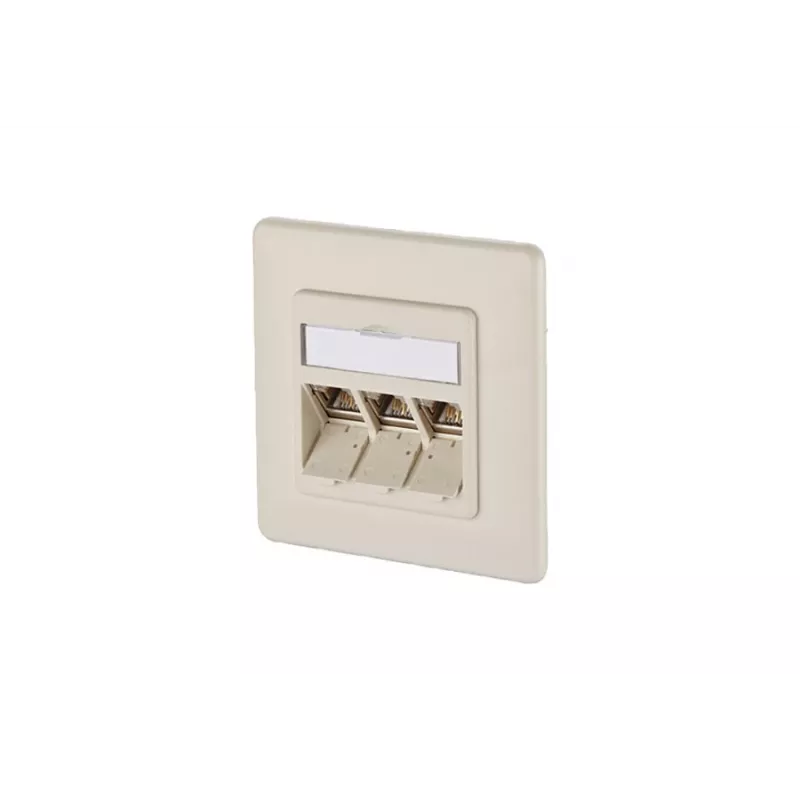 METZ CONNECT BTR IT CONNECT E-DAT modul 3x8(8) UP - Flush-Mounted Network Outlet, 3-Port RJ45, CAT 6, Shielded, Pearl White (RAL 1013) 1309131001-E