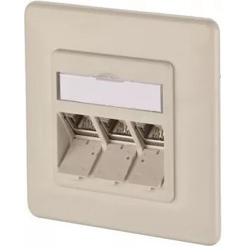 METZ CONNECT BTR IT CONNECT E-DAT modul 3x8(8) UP - Flush-Mounted Network Outlet, 3-Port RJ45, CAT 6, Shielded, Pearl White (RAL 1013) 1309131001-E