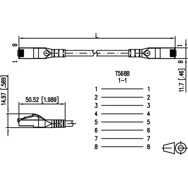 METZ CONNECT Cat.6A S/FTP Patch Cable RJ45 to RJ45, 10GBase-T, 0.5m, Grey, LSZH, Gold Contacts 1308455088-E